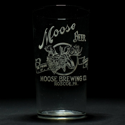 Moose Beer Pre-Prohibition White ACL Glass