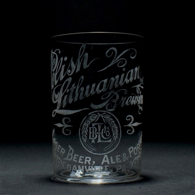 Polish Lithuanian Brewing Co Pre-Prohibition Etched Glass