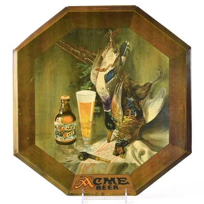 Acme Beer 1930s Tin-Over-Cardboard Sign BIRDS AND STEINIE