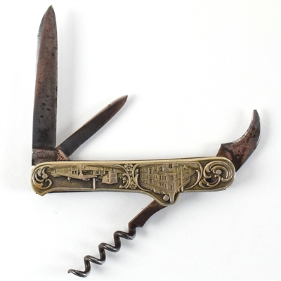 American Brewing Pre-Proh FACTORY SCENE Pocket Knife EXCELLENT