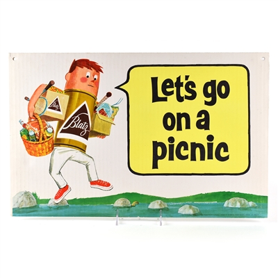 Blatz Beer 1950s 2-Sided Cardboard Signs LETS GO ON A PICNIC SET OF 3