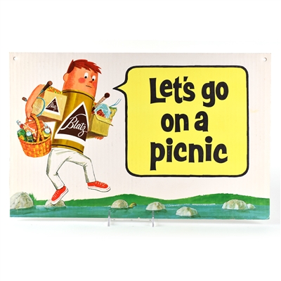 Blatz Beer 1950s 2-Sided Cardboard Signs LETS GO ON A PICNIC SET OF 3