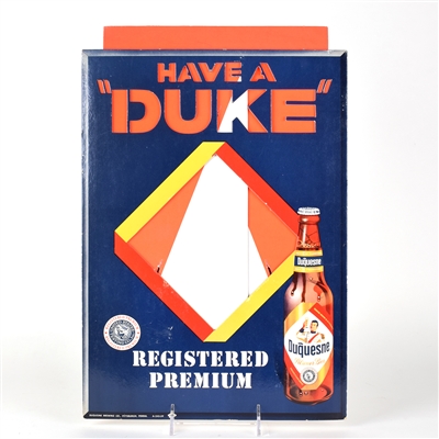 Duquesne Beer 1960s Day-Glo Die Cut Cardboard Sign