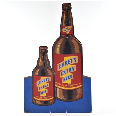 Ehrets Extra Beer 1950s Die Cut Cardboard Sign