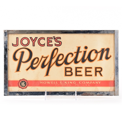 Joyces Perfection Beer 1930s Sign SCARCE