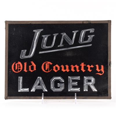 Jung Old Country Lager 1930s Glass Sign RARE