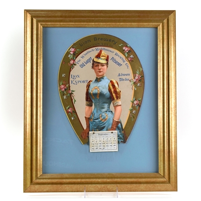 Lion Brewery 1896 Die Cut Calendar Sign HORSESHOE MOTIF RARE