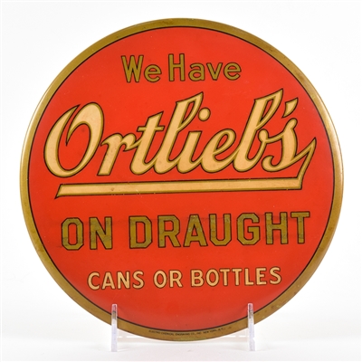 Ortliebs On Draught CANS BOTTLES 1940s TOC Button Sign SCARCE