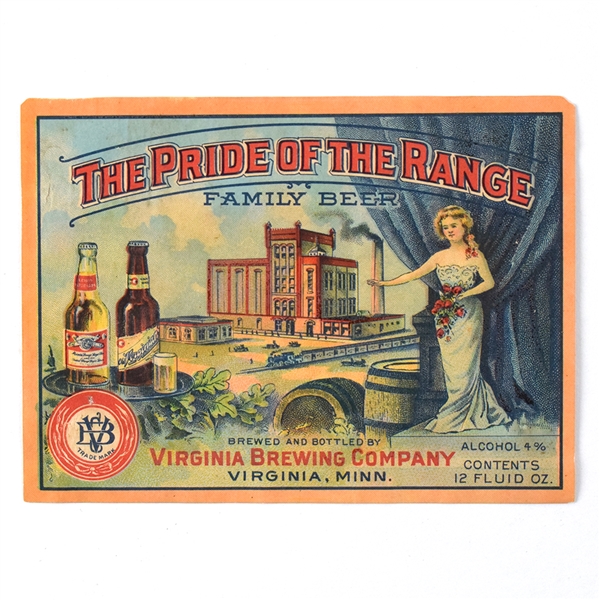 Pride of the Range Family Beer Pre-Proh Label VIRGINIA BREWING RARE