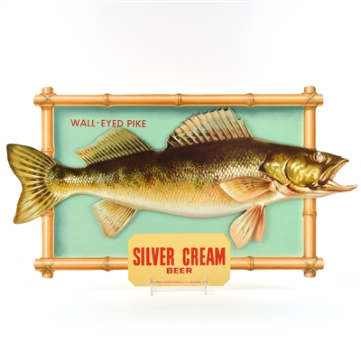 Silver Cream Beer Die Cut Cardboard Fish Signs Set of 4 NOS In Original Packaging