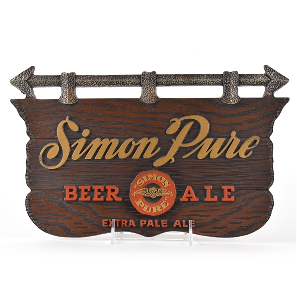 Simon Pure Beer Ale 1950s Composition Sign