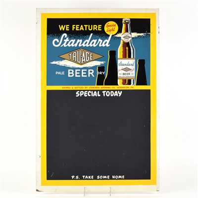 Standard Tru-Age Beer 1950s Metal Chalkboard Sign OUTSTANDING