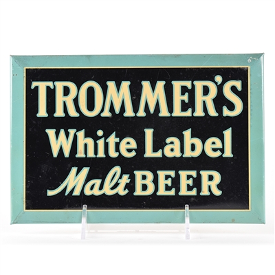 Trommers White Label Malt Beer 1930s Tin-Over-Cardboard Sign