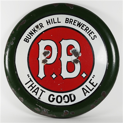 Bunker Hill Breweries P.B. That Good Ale Porcelain Charger Sign RARE