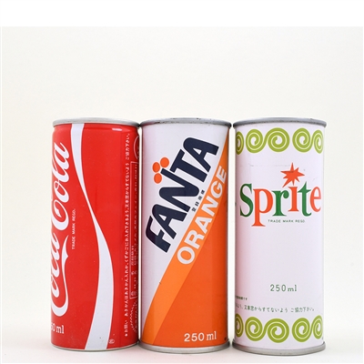 Coca-Cola Products Japanese Cans Coke Fanta Sprite 3 Different Pull Tabs