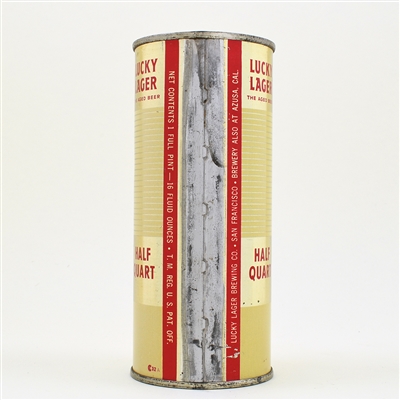 Lucky Lager Beer 16 Ounce Flat Top SAN FRANCISCO 232-11 BRILLIANT