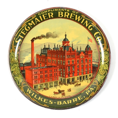 Stegmaier Brewing Co Pre-Prohibition Factory Scene Tip Tray