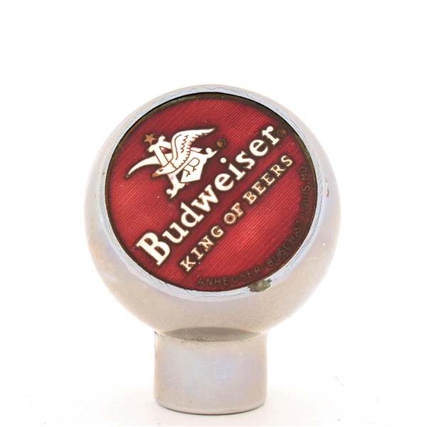 Budweiser King Of Beers 1940s 2-Sided Chrome Ball Tap Knob