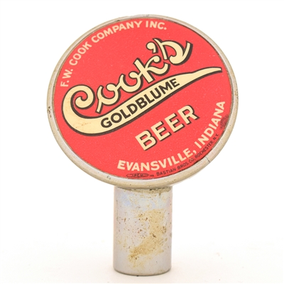 Cooks Goldblume Beer 1940s 2-Sided Chrome Tap Knob