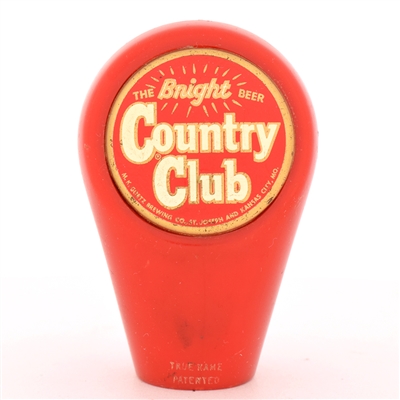 Country Club Beer 1950s 2-Sided Plastic Tap Knob BRIGHT BEER RED