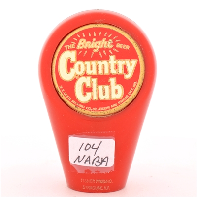 Country Club Beer 1950s 2-Sided Plastic Tap Knob BRIGHT BEER RED
