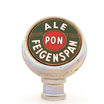 Feigenspan PON Ale 1940s 2-Sided Chrome Ball Tap Knob