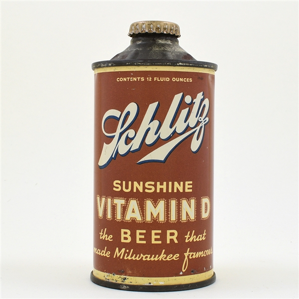 Schlitz Vitamin D Beer Cone Top NO ALC STATEMENT 183-17