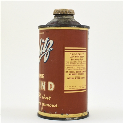 Schlitz Vitamin D Beer Cone Top NO ALC STATEMENT 183-17