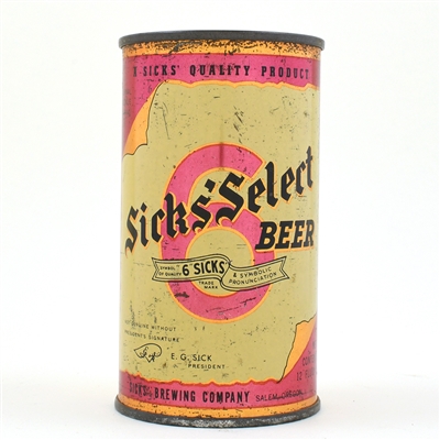 Sicks Select Beer Instructional Flat Top SALEM 133-9 OI 756